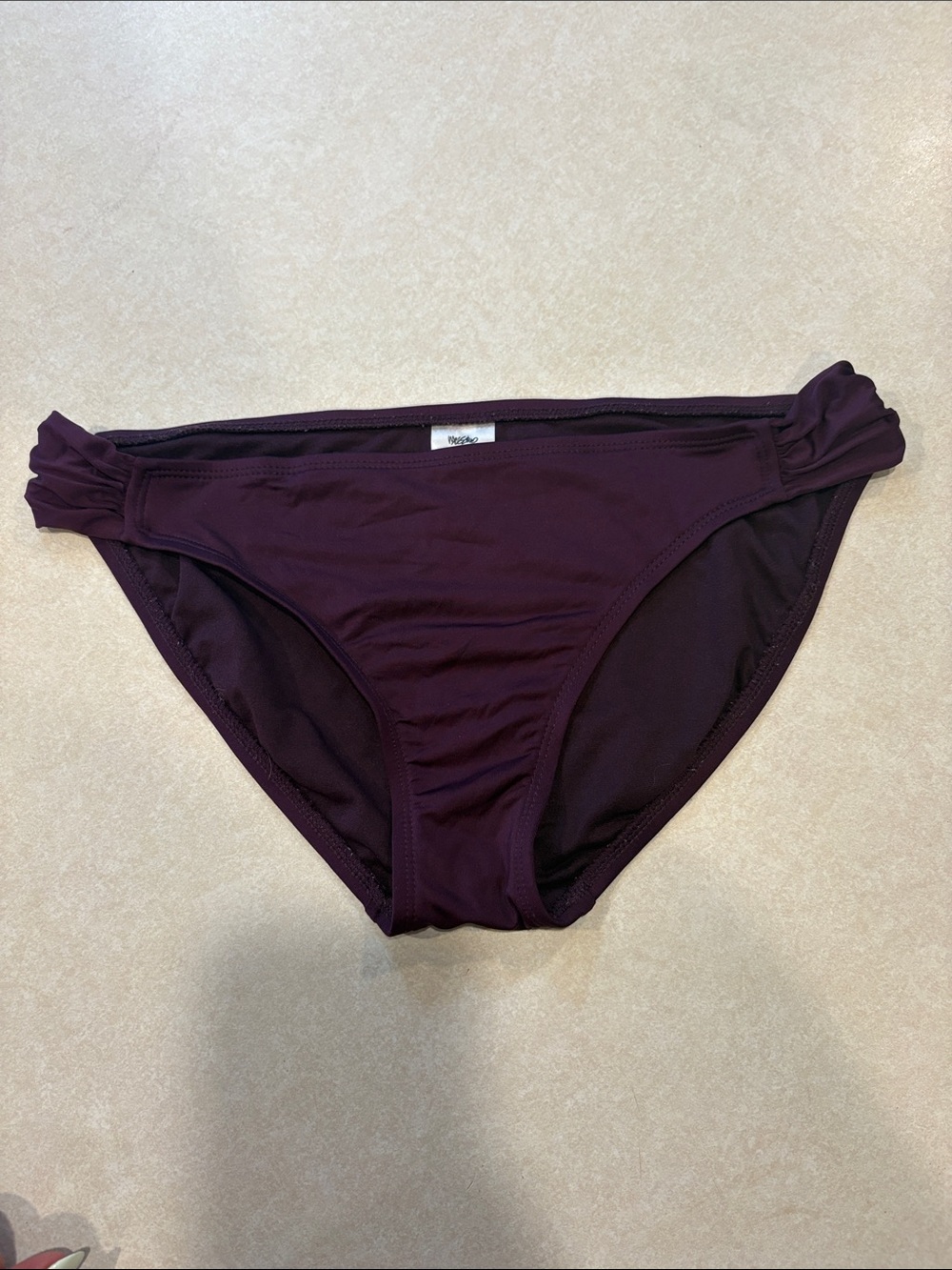 Mossimo Deep Plum Bikini Bottoms with Side Ruching size juniors large